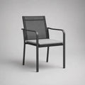 Poltrona da giardino 55 cm 60 cm 85 cm in acciaio nero con schienale in textilene e cuscino grigio