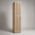 Armadio guardaroba 50 x 60 x 200 cm in pannello effetto legno naturale con anta a persiana e maniglia laterale struttura rettangolare