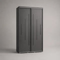 Armadio 120 cm x 60 cm x 200 cm MDF effetto grigio scuro ante scorrevoli struttura rettangolare